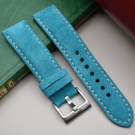 The Paris: Turquoise Padded Suede Watch Strap