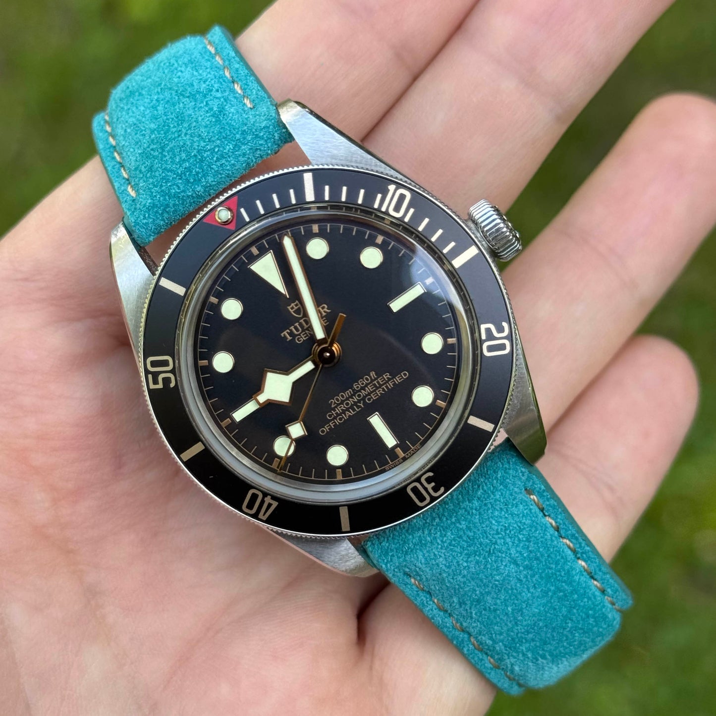 The Paris: Turquoise Padded Suede Watch Strap