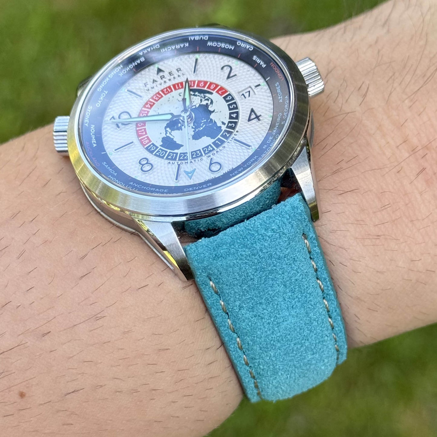 The Paris: Turquoise Padded Suede Watch Strap