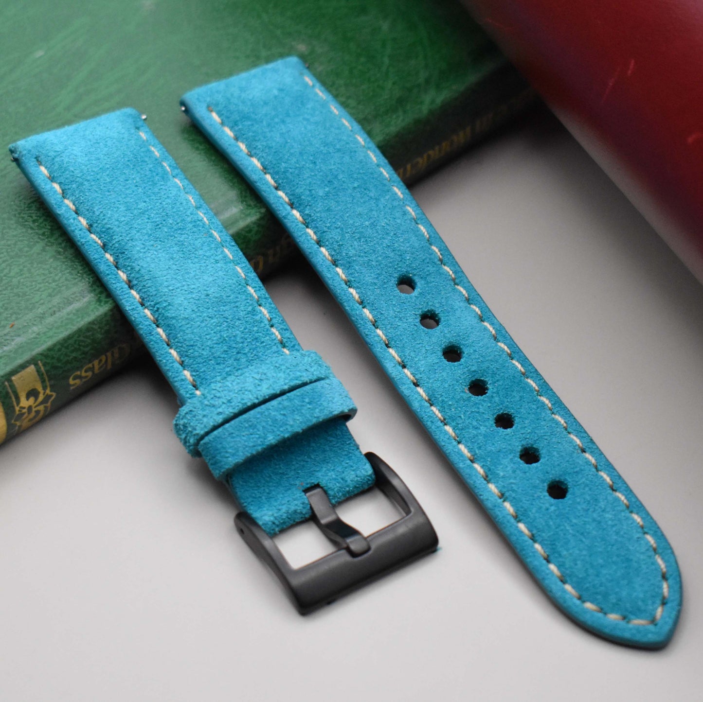 The Paris: Turquoise Padded Suede Watch Strap