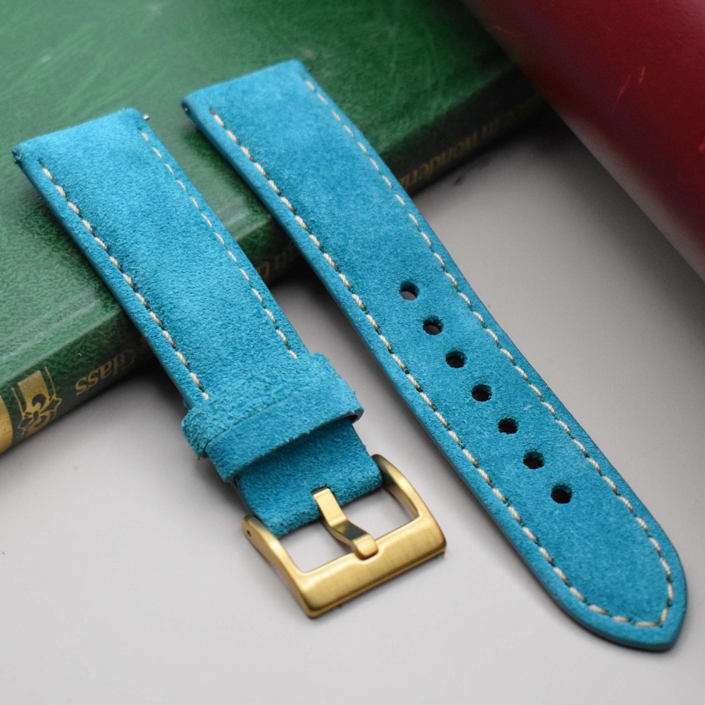 The Paris: Turquoise Padded Suede Watch Strap