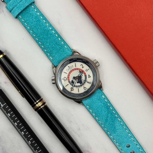 The Paris: Turquoise Padded Suede Watch Strap