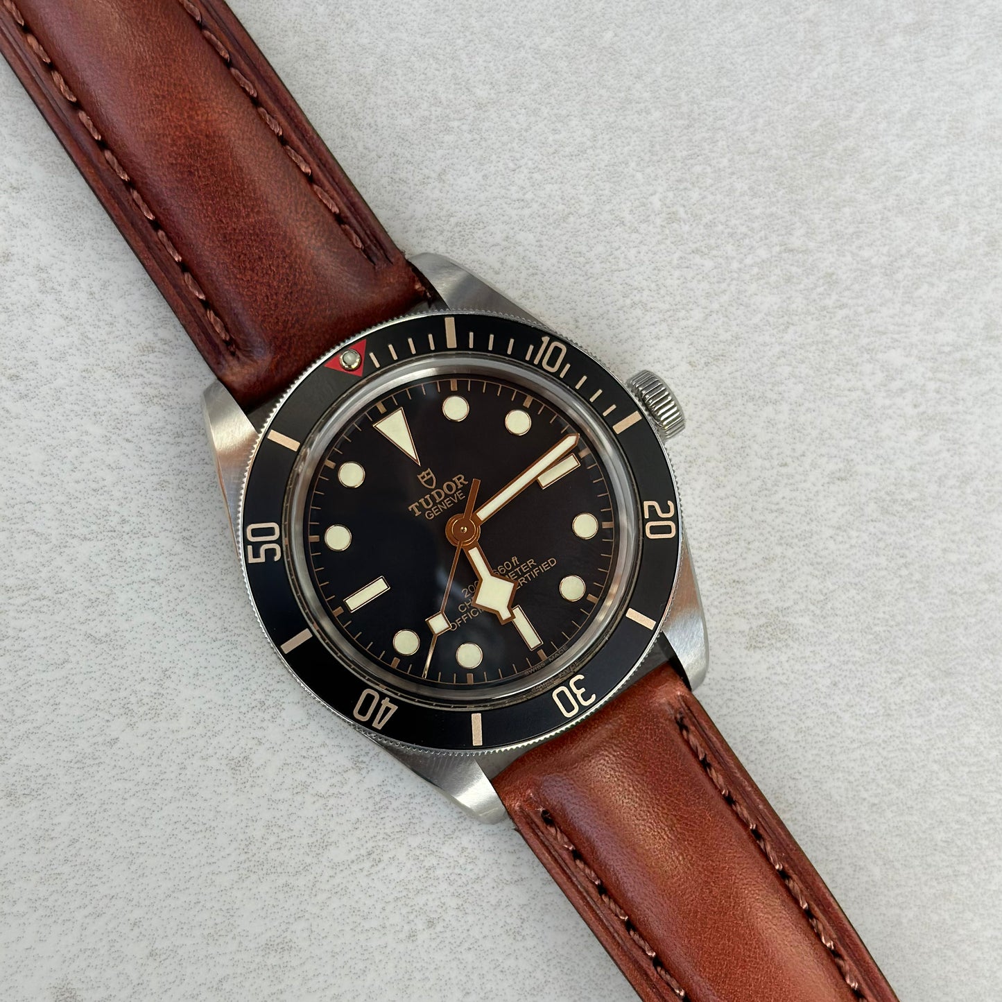 The Prague: Chestnut Brown Vegetable Tanned Full Grain Leather Watch Strap
