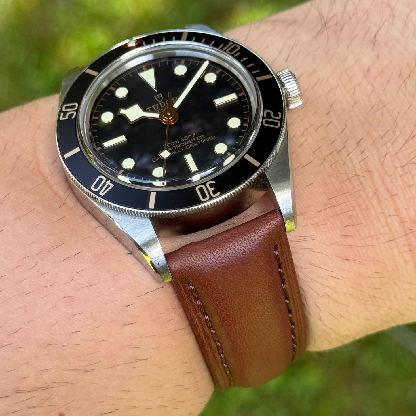 The Prague: Chestnut Brown Vegetable Tanned Full Grain Leather Watch Strap