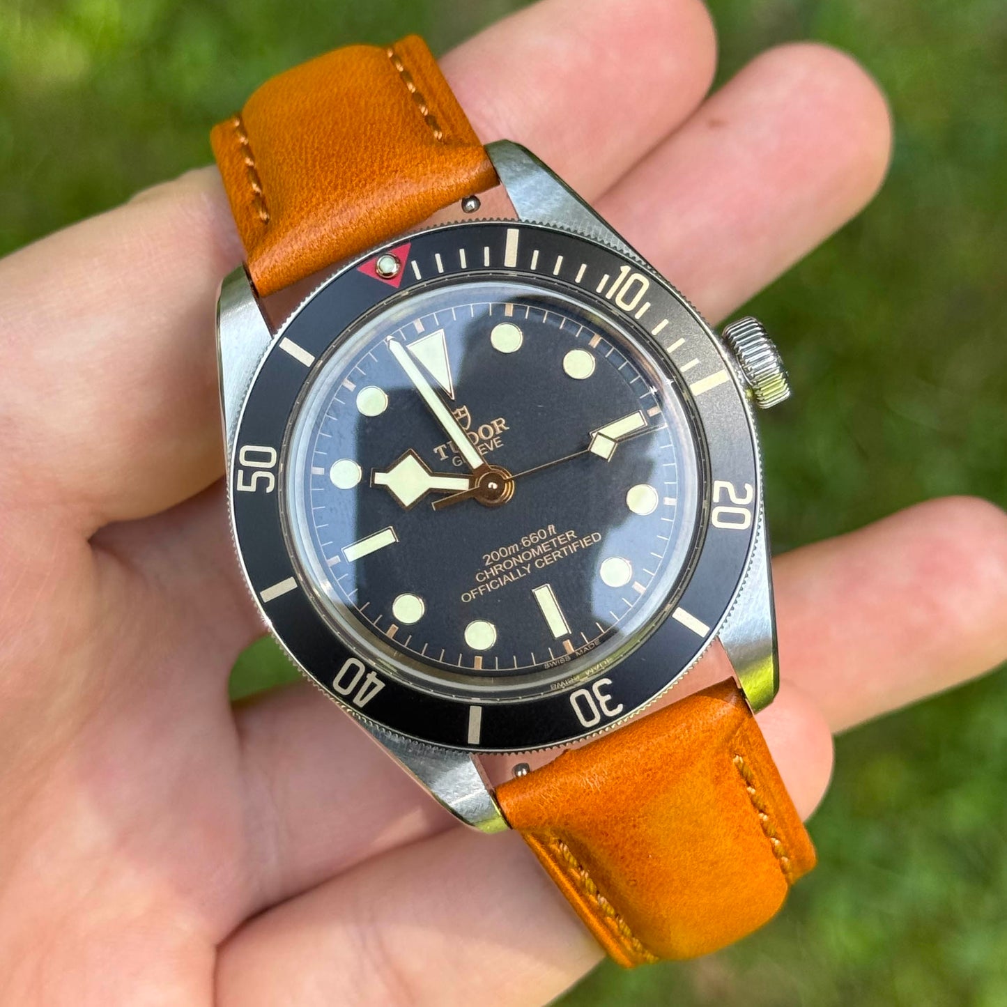 The Prague: Cognac Brown Vegetable Tanned Full Grain Leather Watch Strap