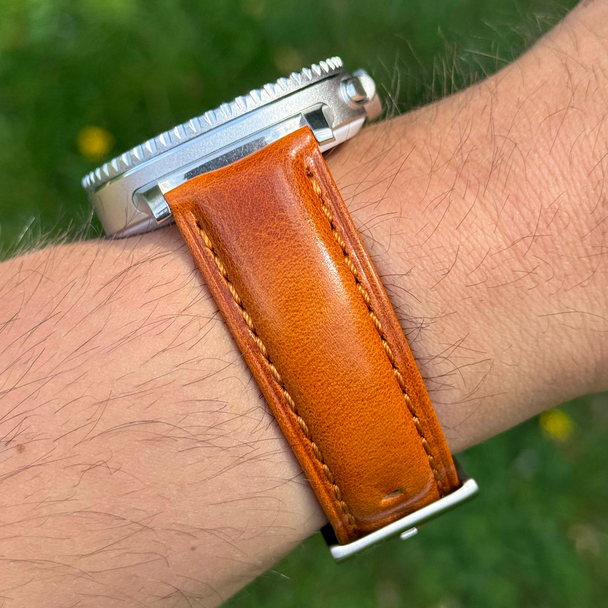 The Prague: Cognac Vegetable Tanned Full Grain Leather Samsung Galaxy Watch Ultra / Watch 8/9 Strap