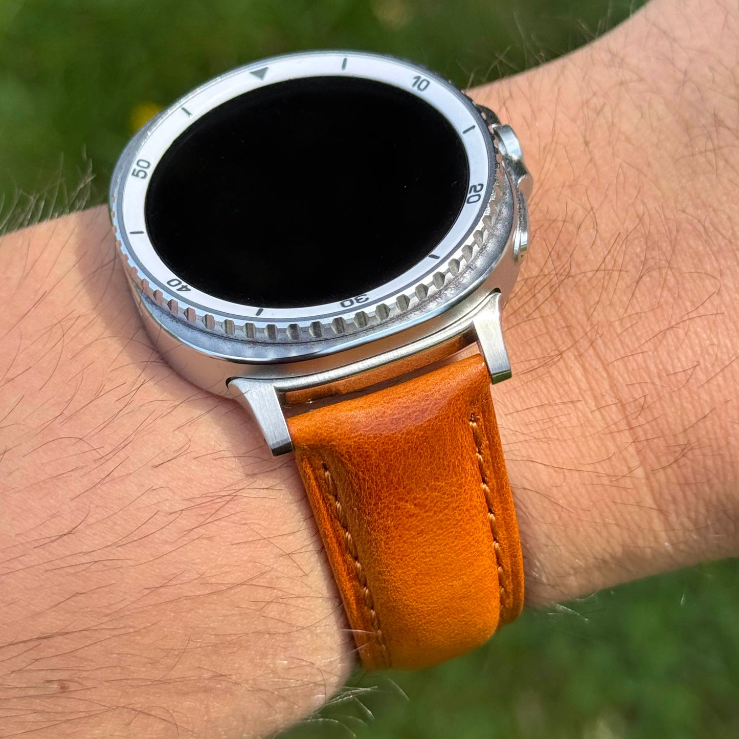 The Prague: Cognac Vegetable Tanned Full Grain Leather Samsung Galaxy Watch Ultra / Watch 8/9 Strap