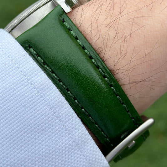 The Prague: Racing Green Vegetable Tanned Full Grain Leather Watch Strap