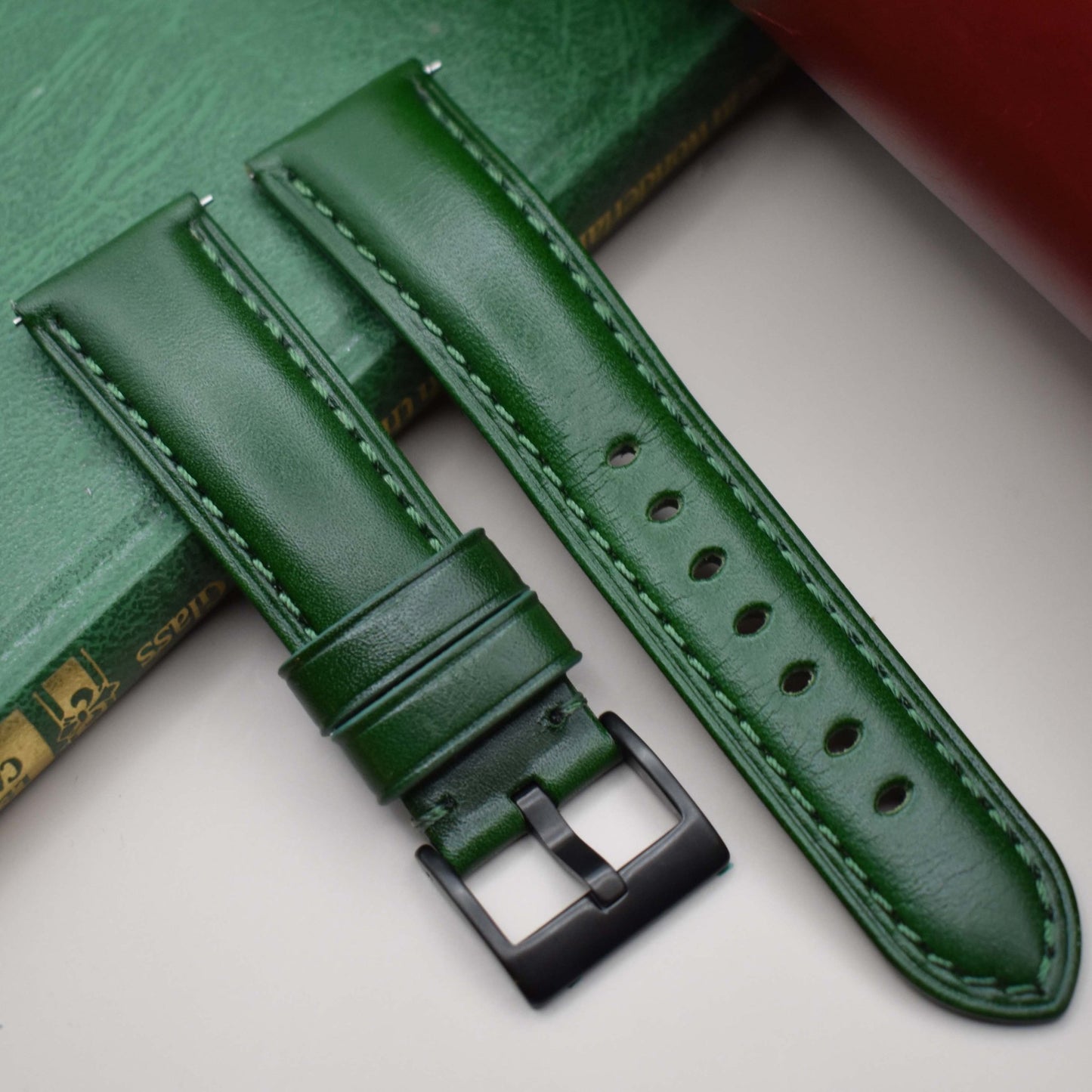 The Prague: Racing Green Vegetable Tanned Full Grain Leather Watch Strap