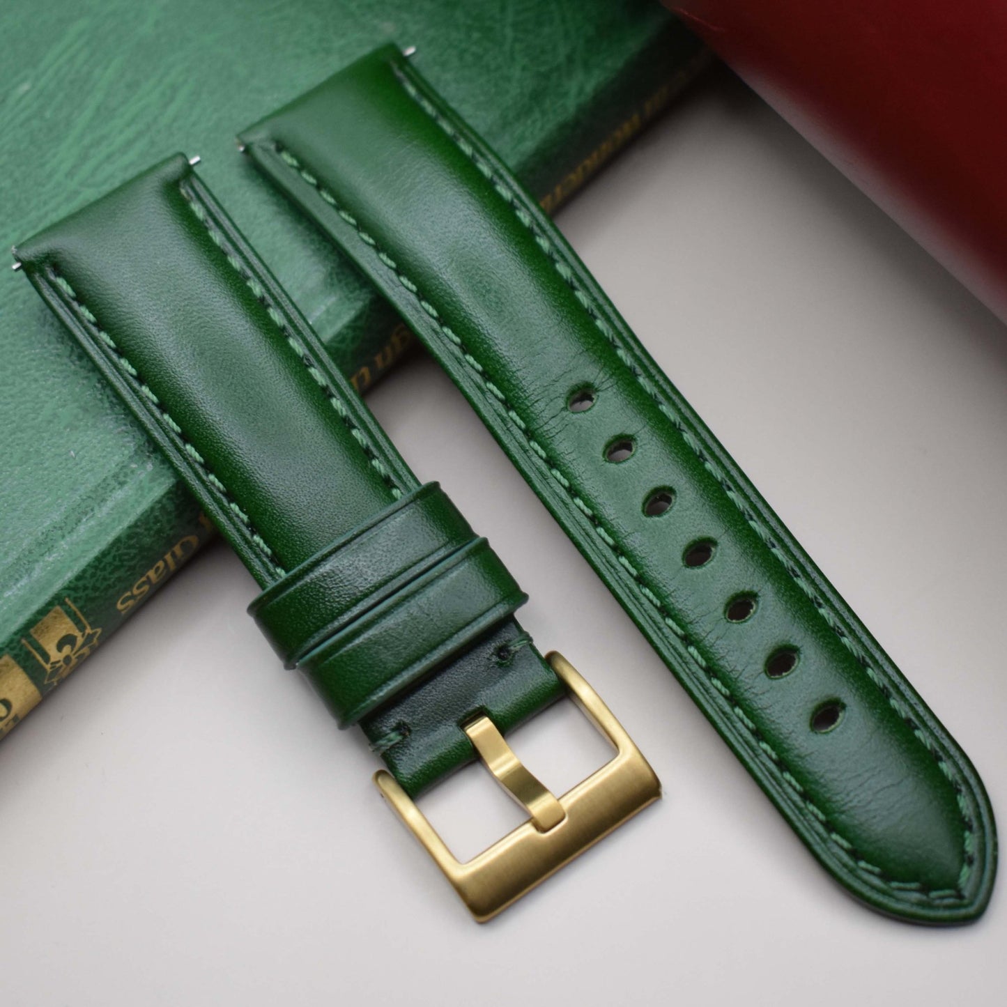 The Prague: Racing Green Vegetable Tanned Full Grain Leather Watch Strap