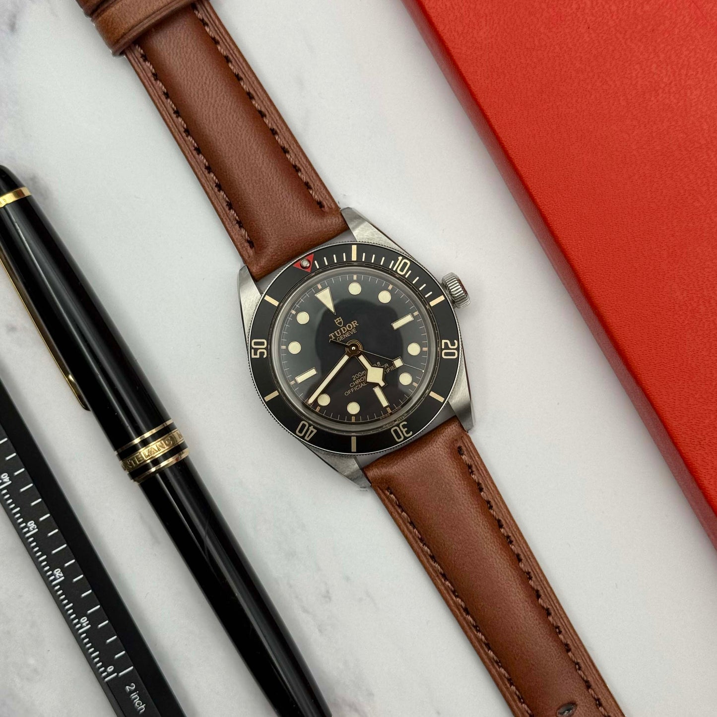 The Prague: Chestnut Brown Vegetable Tanned Full Grain Leather Watch Strap