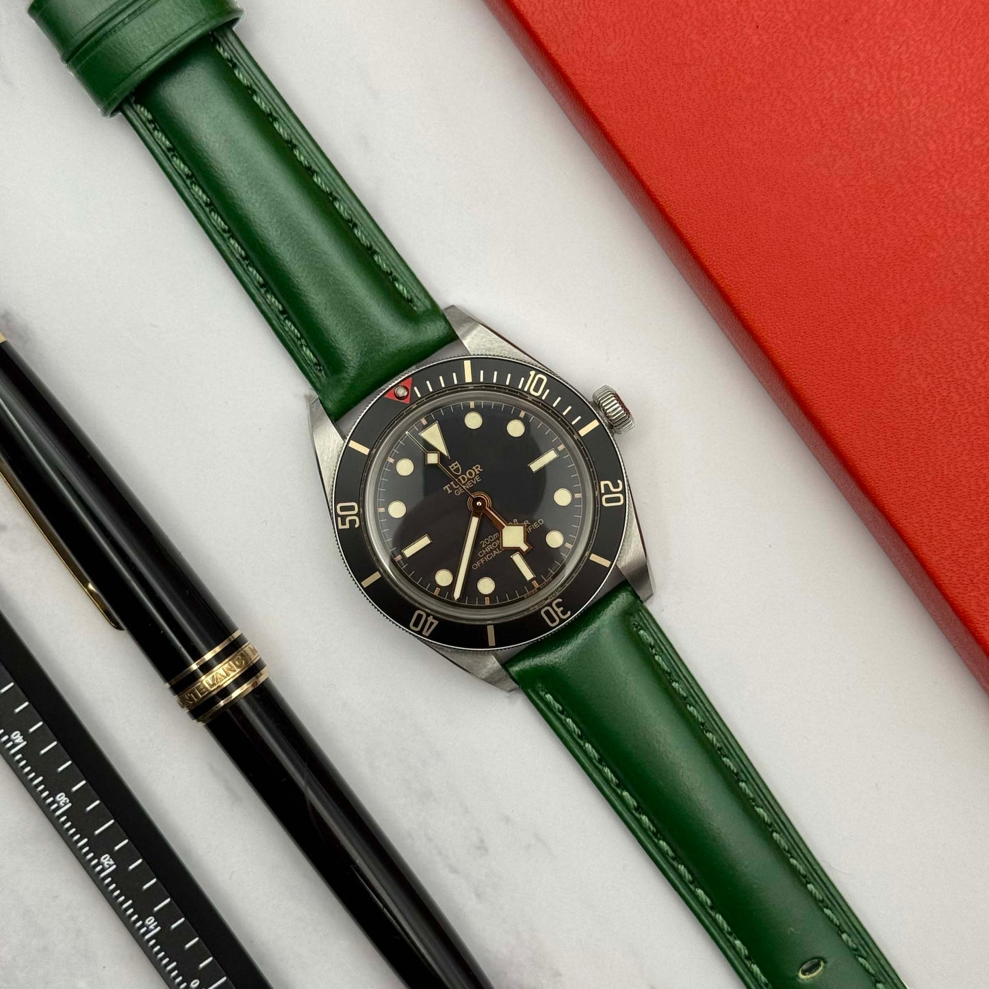 The Prague: Racing Green Vegetable Tanned Full Grain Leather Watch Strap