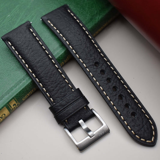 The Rome: Onyx Black Italian Full Grain Leather Watch Strap