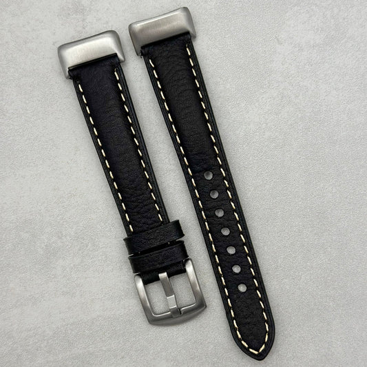 The Rome: Jet Black Italian Full Grain Leather Fitbit Charge Watch Strap