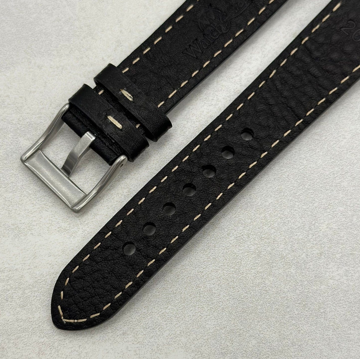 The Rome: Jet Black Italian Full Grain Leather Fitbit Versa/Sense Watch Strap