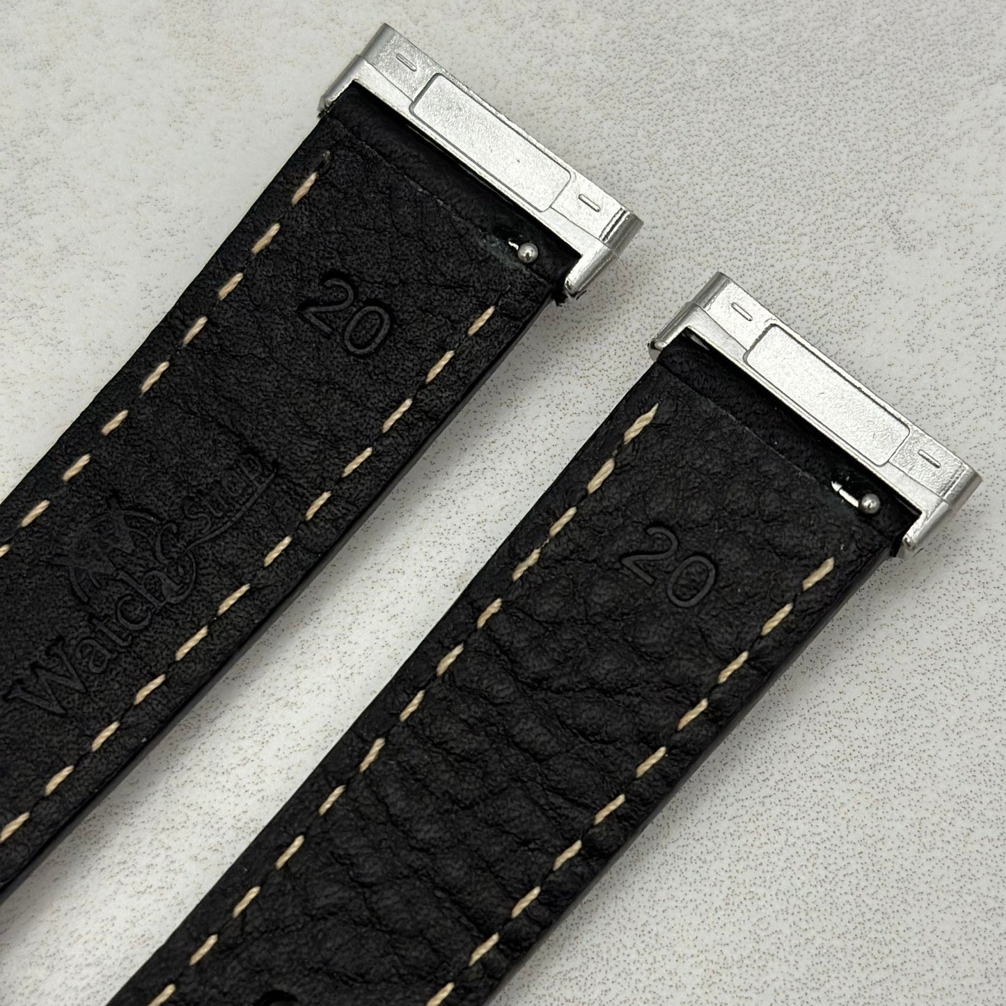 The Rome: Jet Black Italian Full Grain Leather Fitbit Versa/Sense Watch Strap