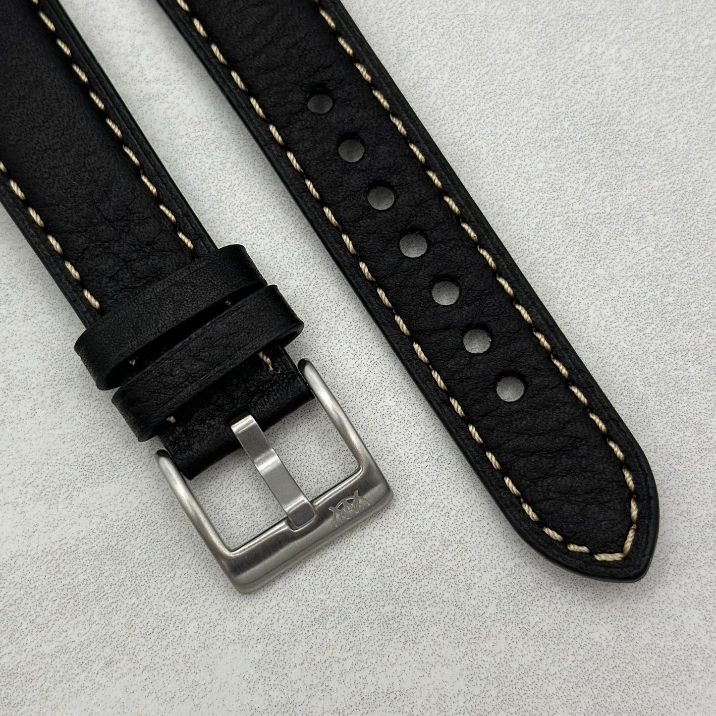 The Rome: Jet Black Italian Full Grain Leather Google Pixel Watch Strap