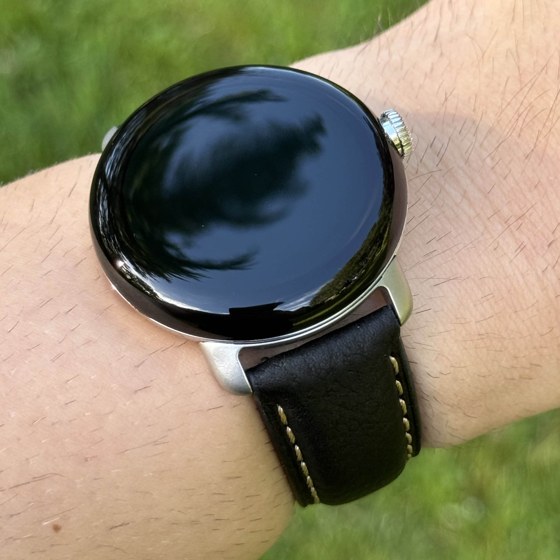 Rome black full grain leather Google Pixel Watch strap. Google Pixel Watch 2, 3, 4. Watch And Strap