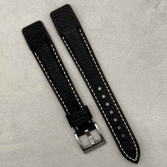 The Rome: Onyx Black Italian Full Grain Leather Open Ended Watch Strap