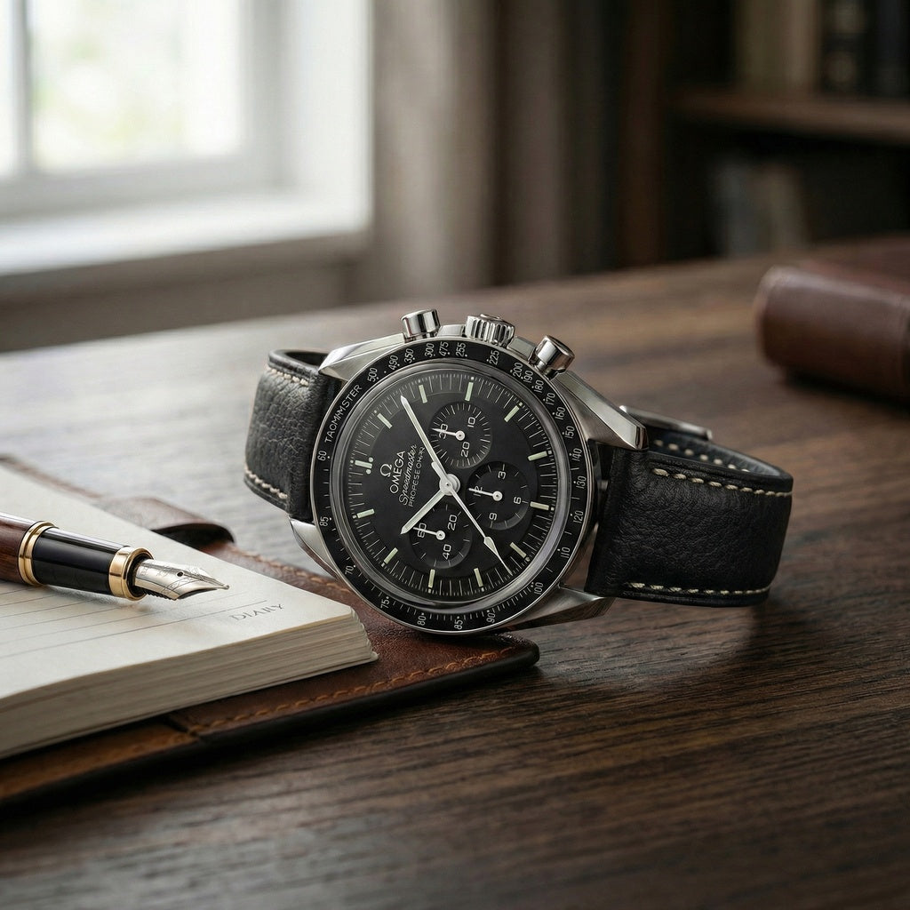 The Rome: Onyx Black Italian Full Grain Leather Watch Strap