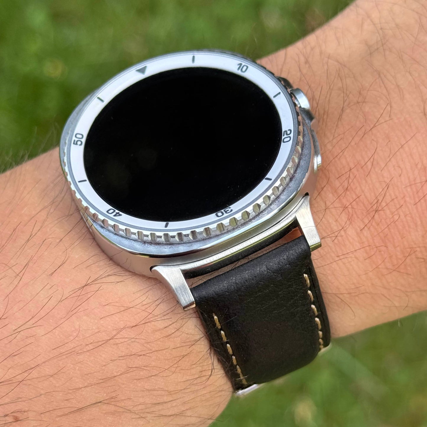 The Rome: Onyx Black Italian Full Grain Leather Samsung Galaxy Watch Ultra / Watch 8/9 Strap