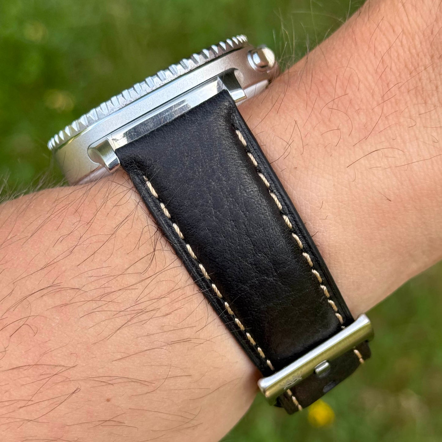 The Rome: Onyx Black Italian Full Grain Leather Samsung Galaxy Watch Ultra / Watch 8/9 Strap
