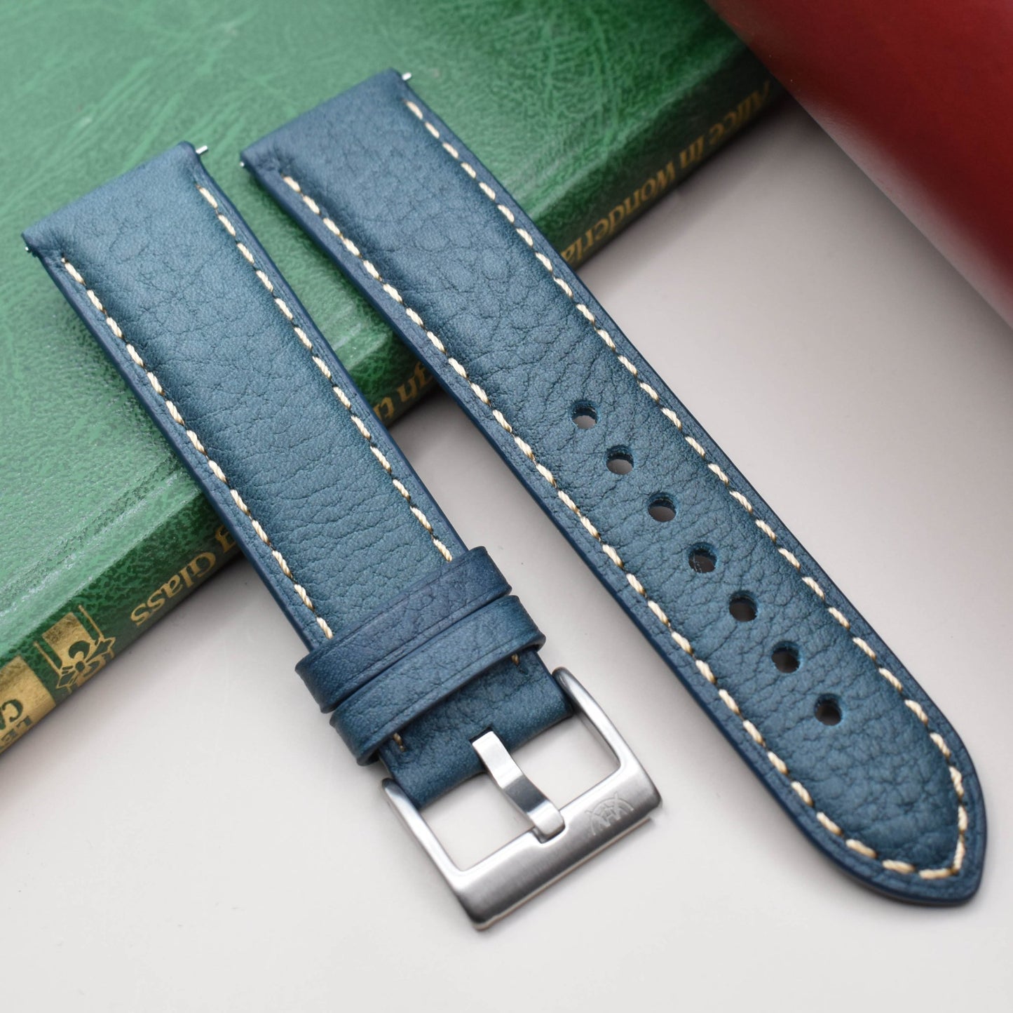 The Rome: Prussian Blue Italian Full Grain Leather Watch Strap