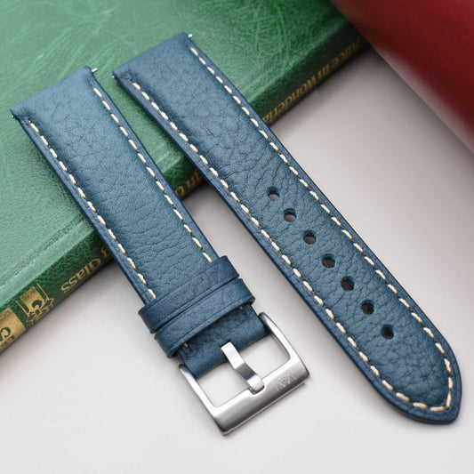 The Rome: Prussian Blue Italian Full Grain Leather Watch Strap
