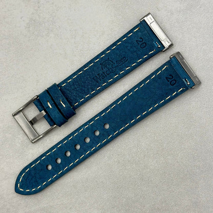 The Rome: Prussian Blue Italian Full Grain Leather Fitbit Versa/Sense Watch Strap