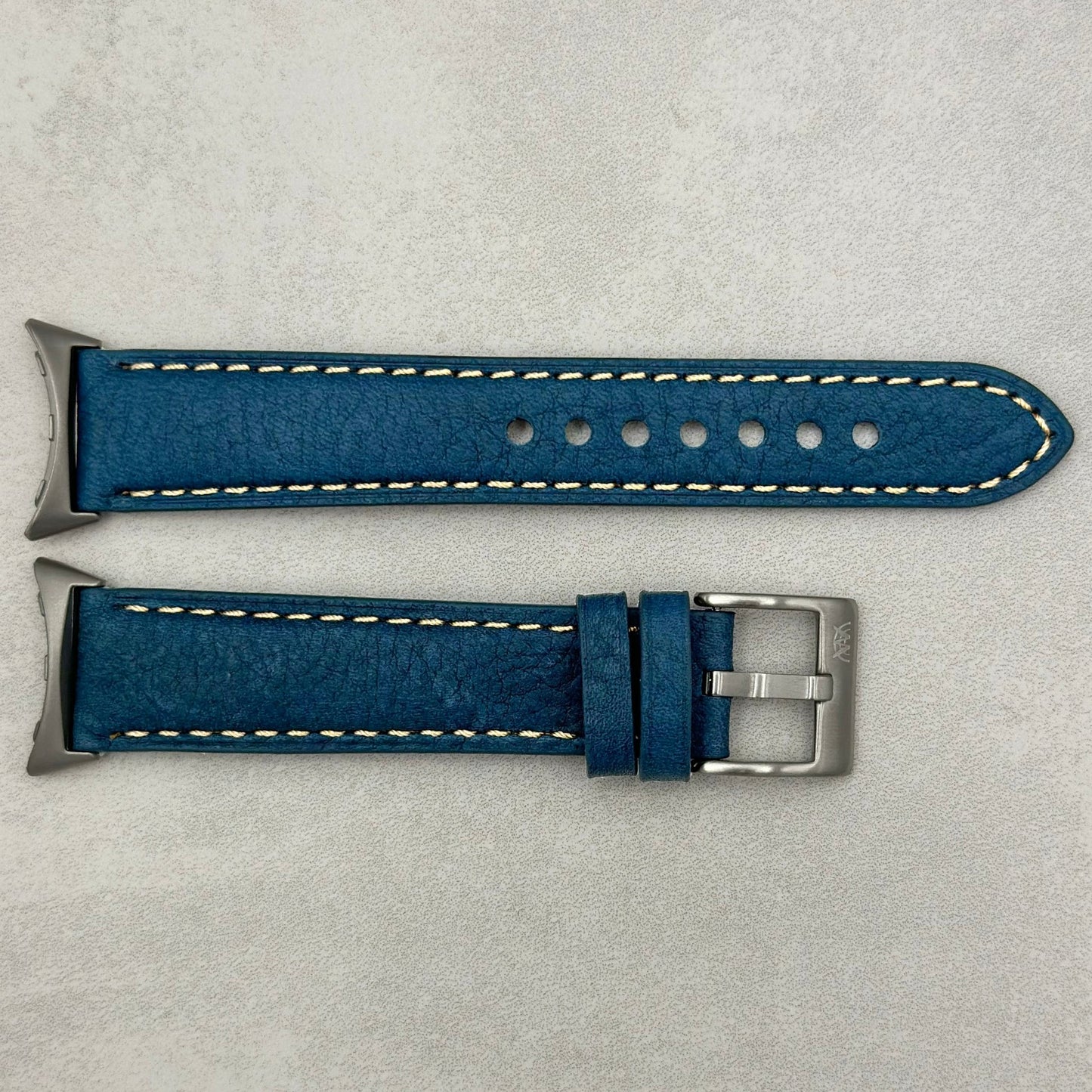 The Rome: Prussian Blue Italian Full Grain Leather Google Pixel Watch Strap