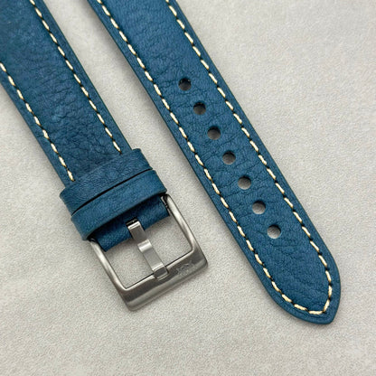 The Rome: Prussian Blue Italian Full Grain Leather Google Pixel Watch Strap