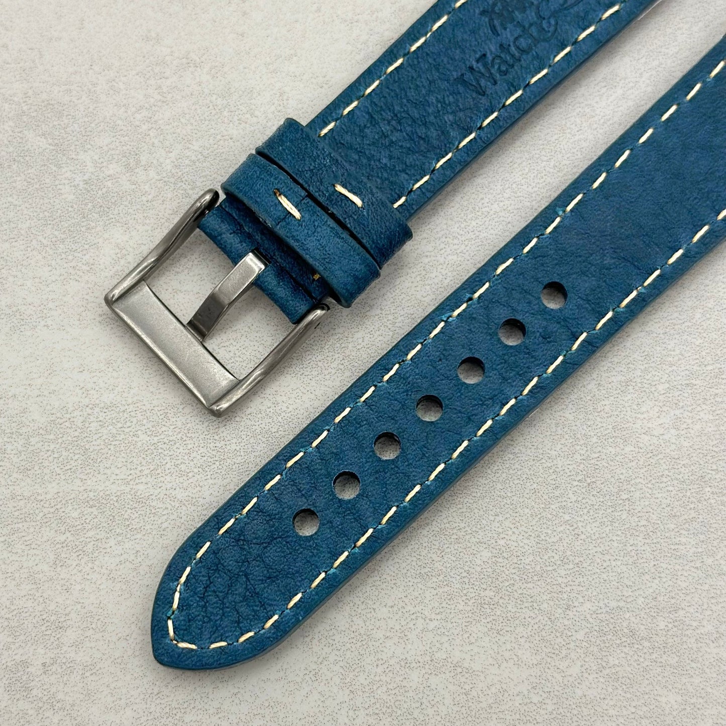 The Rome: Prussian Blue Italian Full Grain Leather Google Pixel Watch Strap