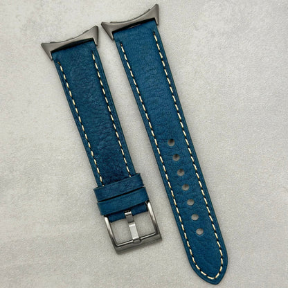 The Rome: Prussian Blue Italian Full Grain Leather Google Pixel Watch Strap