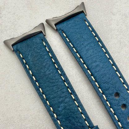 The Rome: Prussian Blue Italian Full Grain Leather Google Pixel Watch Strap