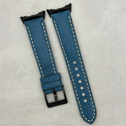 The Rome: Prussian Blue Italian Full Grain Leather Google Pixel Watch Strap