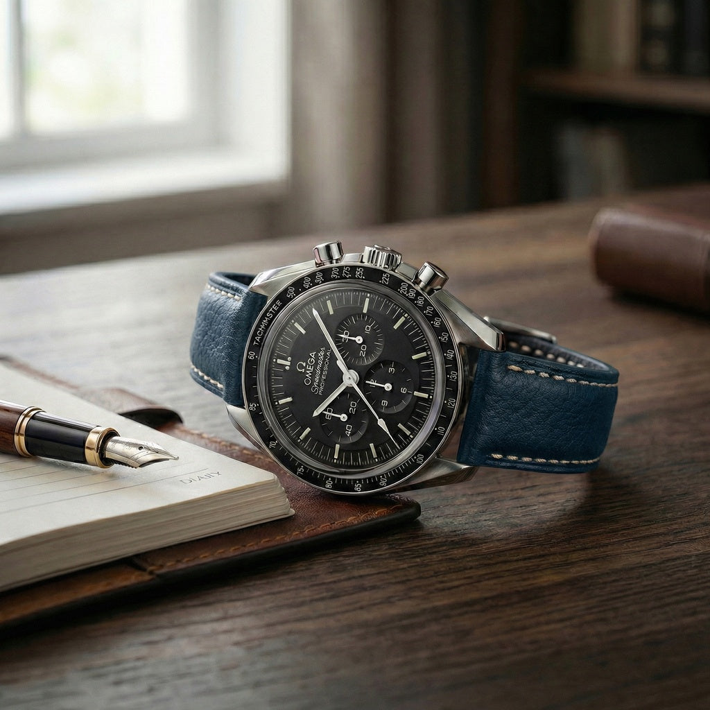 The Rome: Prussian Blue Italian Full Grain Leather Watch Strap