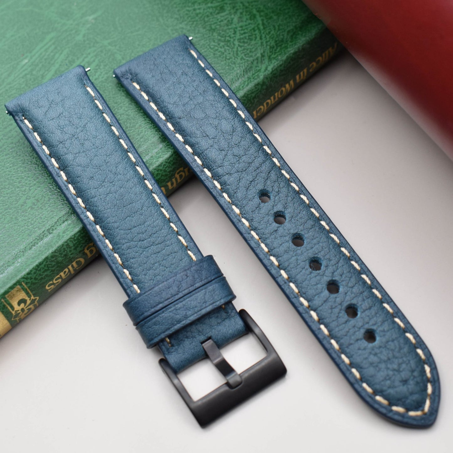 The Rome: Prussian Blue Italian Full Grain Leather Watch Strap