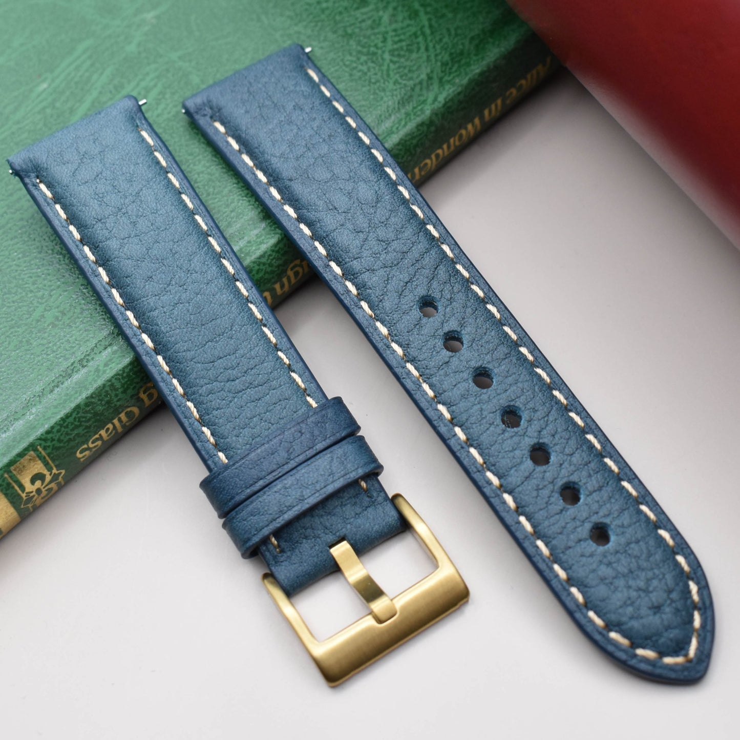 The Rome: Prussian Blue Italian Full Grain Leather Watch Strap