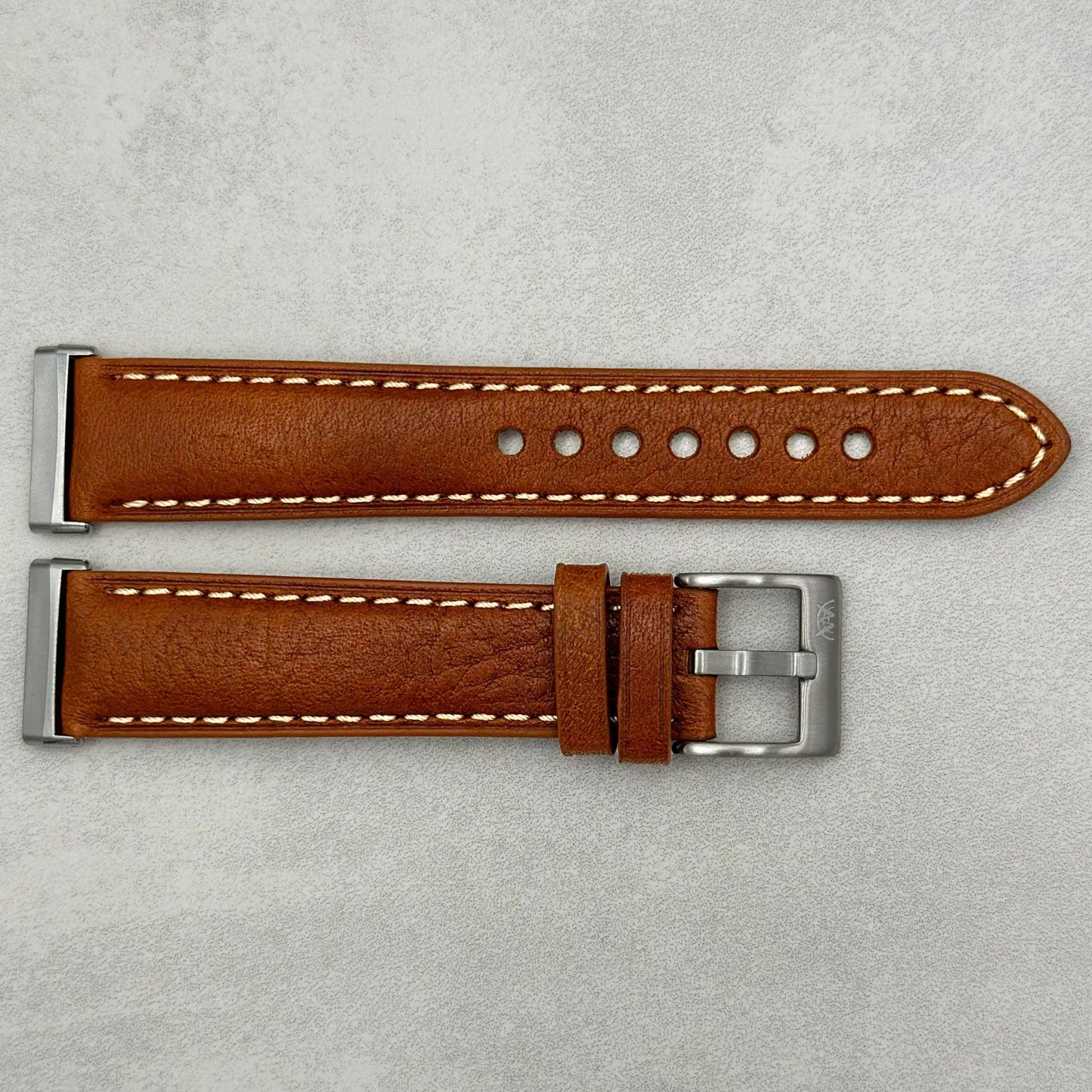 The Rome: Copper Brown Italian Full Grain Leather Fitbit Versa/Sense Watch Strap