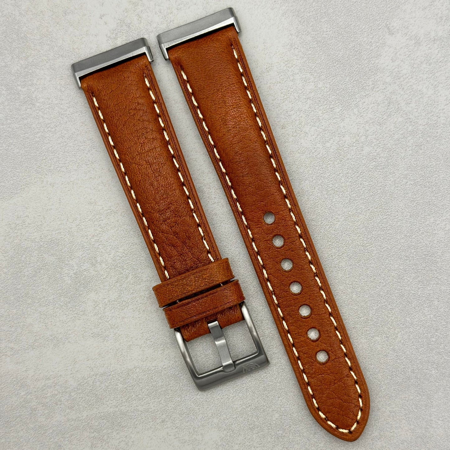 The Rome: Copper Brown Italian Full Grain Leather Fitbit Versa/Sense Watch Strap