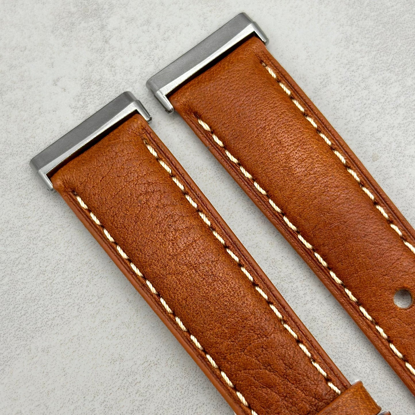 The Rome: Copper Brown Italian Full Grain Leather Fitbit Versa/Sense Watch Strap