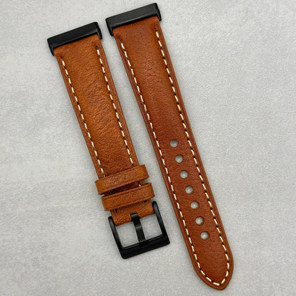 The Rome: Copper Brown Italian Full Grain Leather Fitbit Versa/Sense Watch Strap