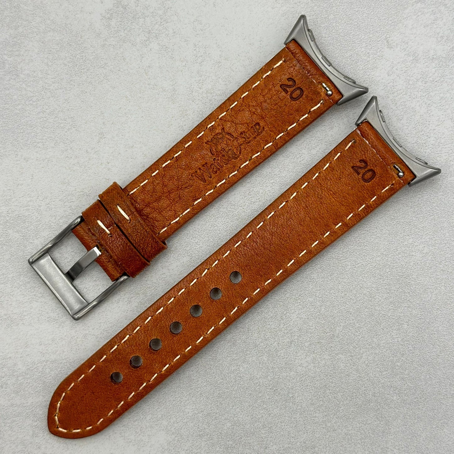 The Rome: Copper Brown Italian Full Grain Leather Google Pixel Watch Strap