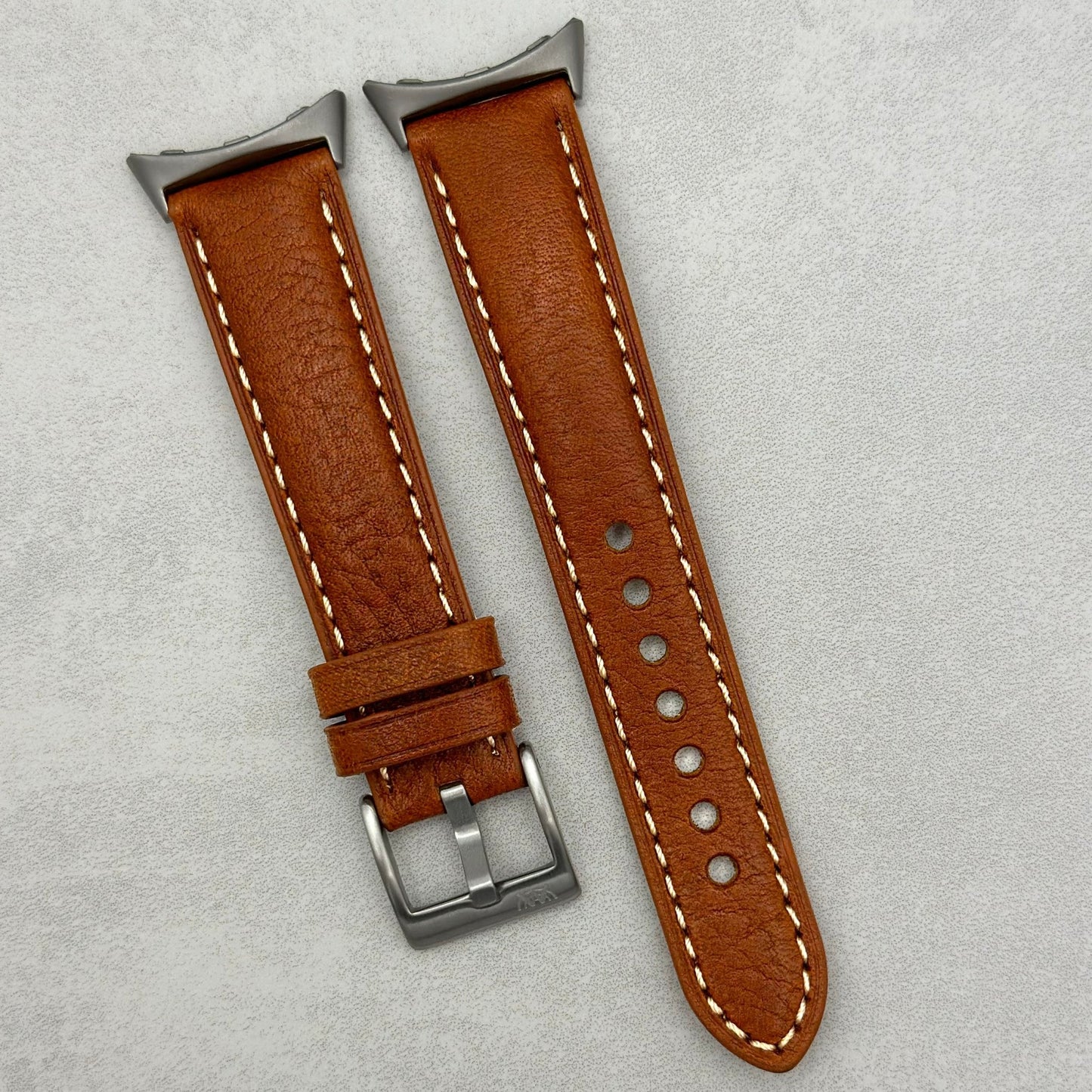 The Rome: Copper Brown Italian Full Grain Leather Google Pixel Watch Strap