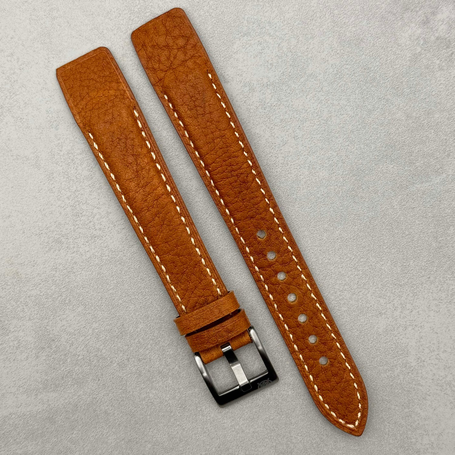 Rome copper Italian full grain leather open ended watch strap. Built for vintage watch straps. 14mm, 16mm, 18mm.