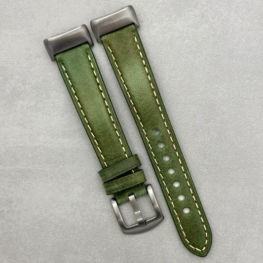 The Rome: Olive Green Italian Full Grain Leather Fitbit Charge Watch Strap