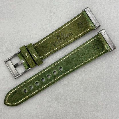 The Rome: Olive Green Italian Full Grain Leather Fitbit Versa/Sense Watch Strap