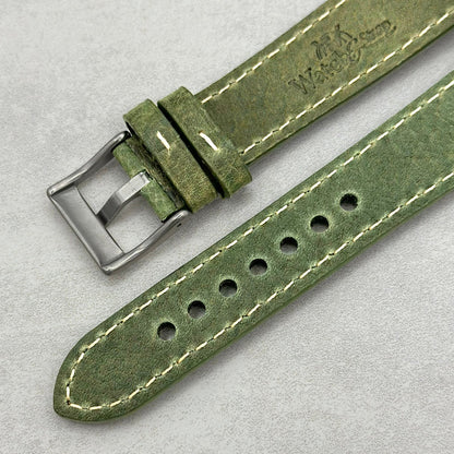 The Rome: Olive Green Italian Full Grain Leather Fitbit Versa/Sense Watch Strap