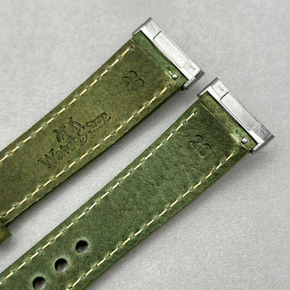 The Rome: Olive Green Italian Full Grain Leather Fitbit Versa/Sense Watch Strap