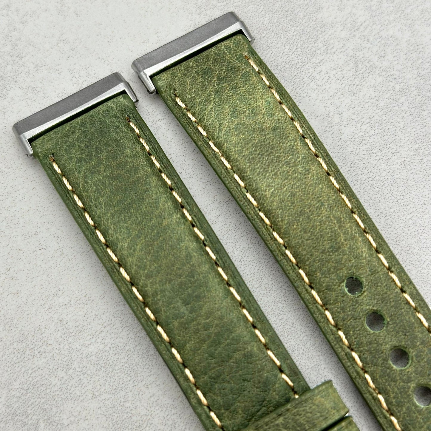 The Rome: Olive Green Italian Full Grain Leather Fitbit Versa/Sense Watch Strap